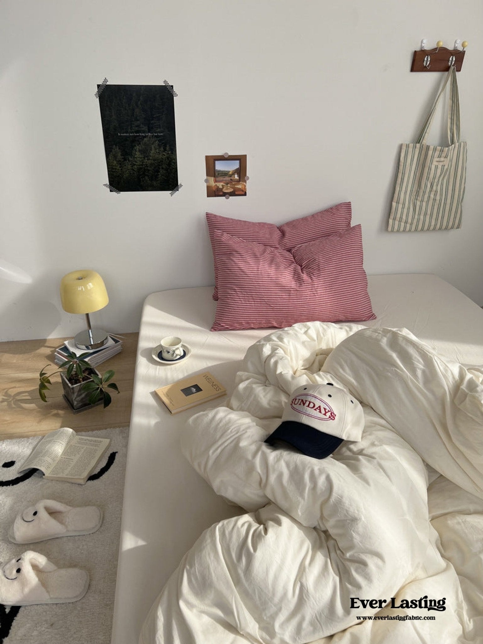 Mixed Stripe Washed Cotton Bedding Set / Olive Green