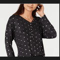 Ande Foil-Printed Henley Knit Pajama Top, Size Small