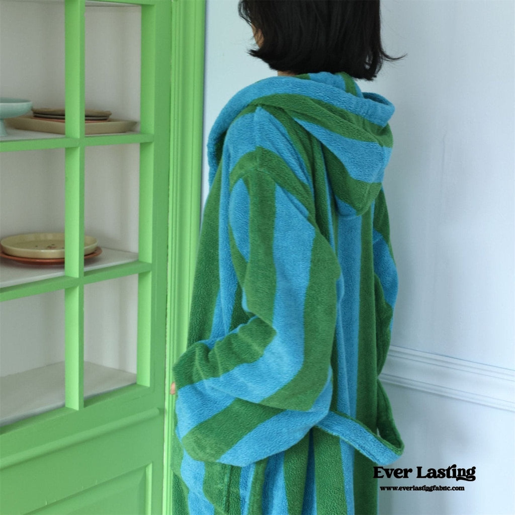 Modern Striped Cotton Bathrobe Set / Purple