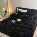 Modern Washed Cotton Bedding Set / Black
