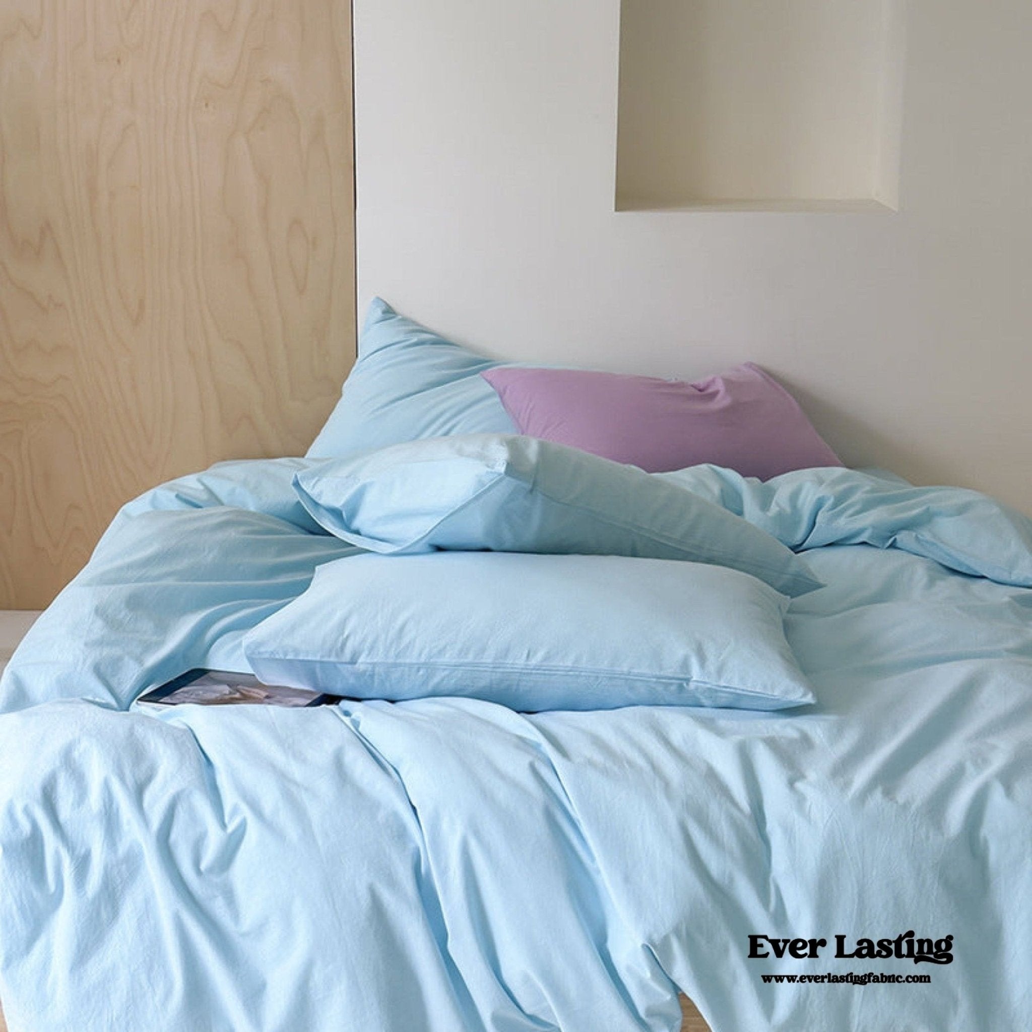 Modern Washed Cotton Bedding Set / Blue