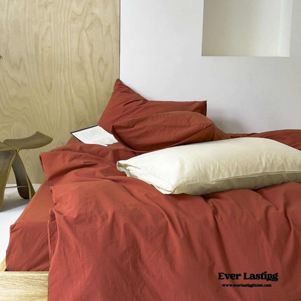 Modern Washed Cotton Bedding Set / Blue