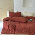 Modern Washed Cotton Bedding Set / Maple Red