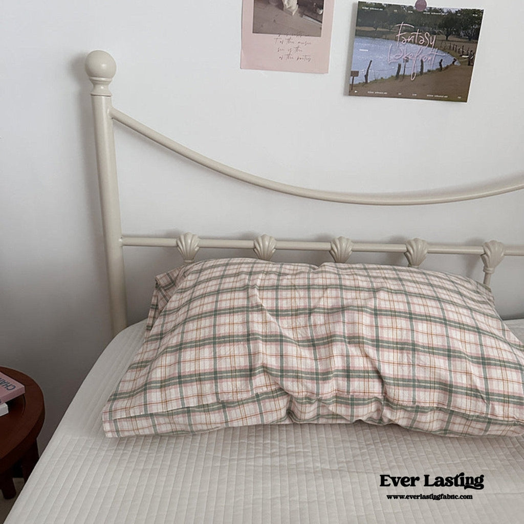 Muted Blush Cotton Pillowcase / Yellow