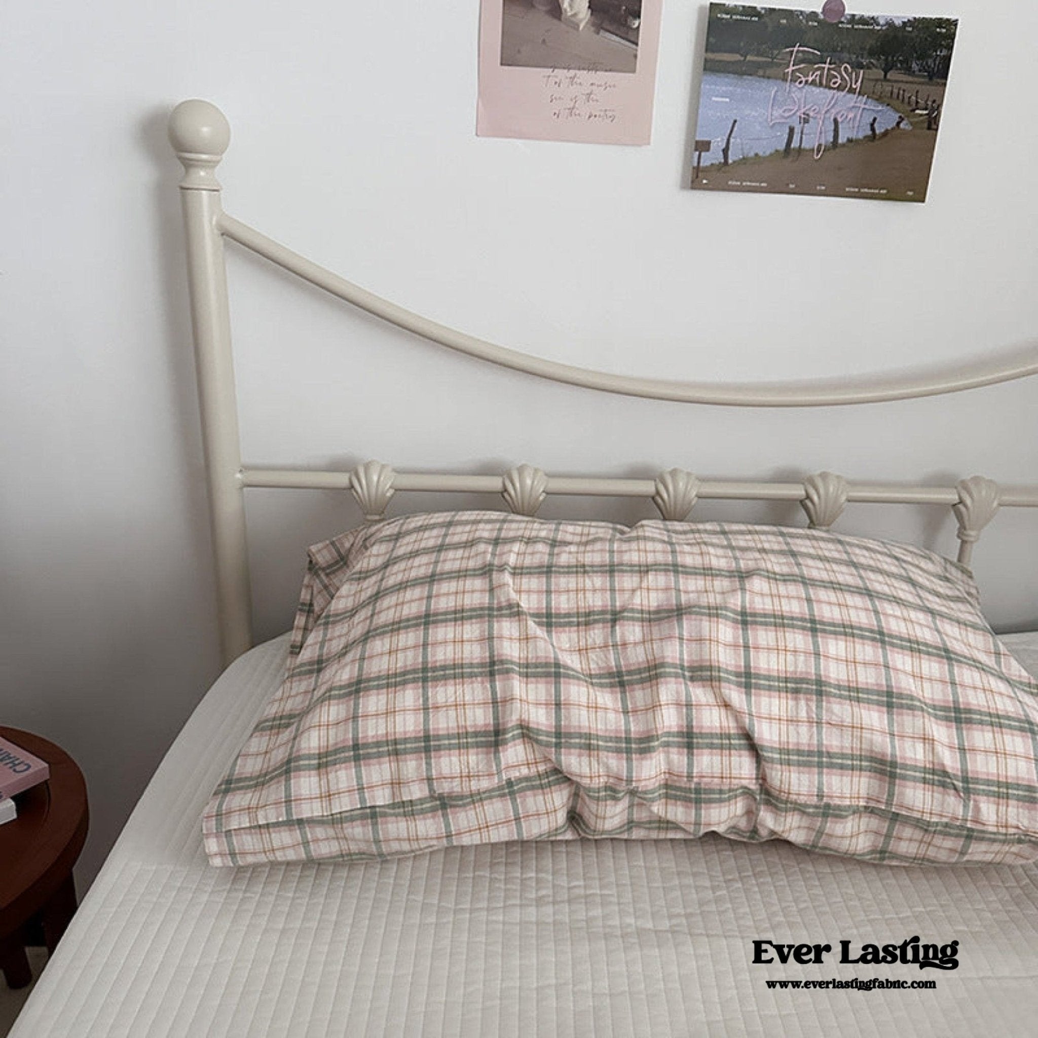 Muted Blush Cotton Pillowcase / Yellow