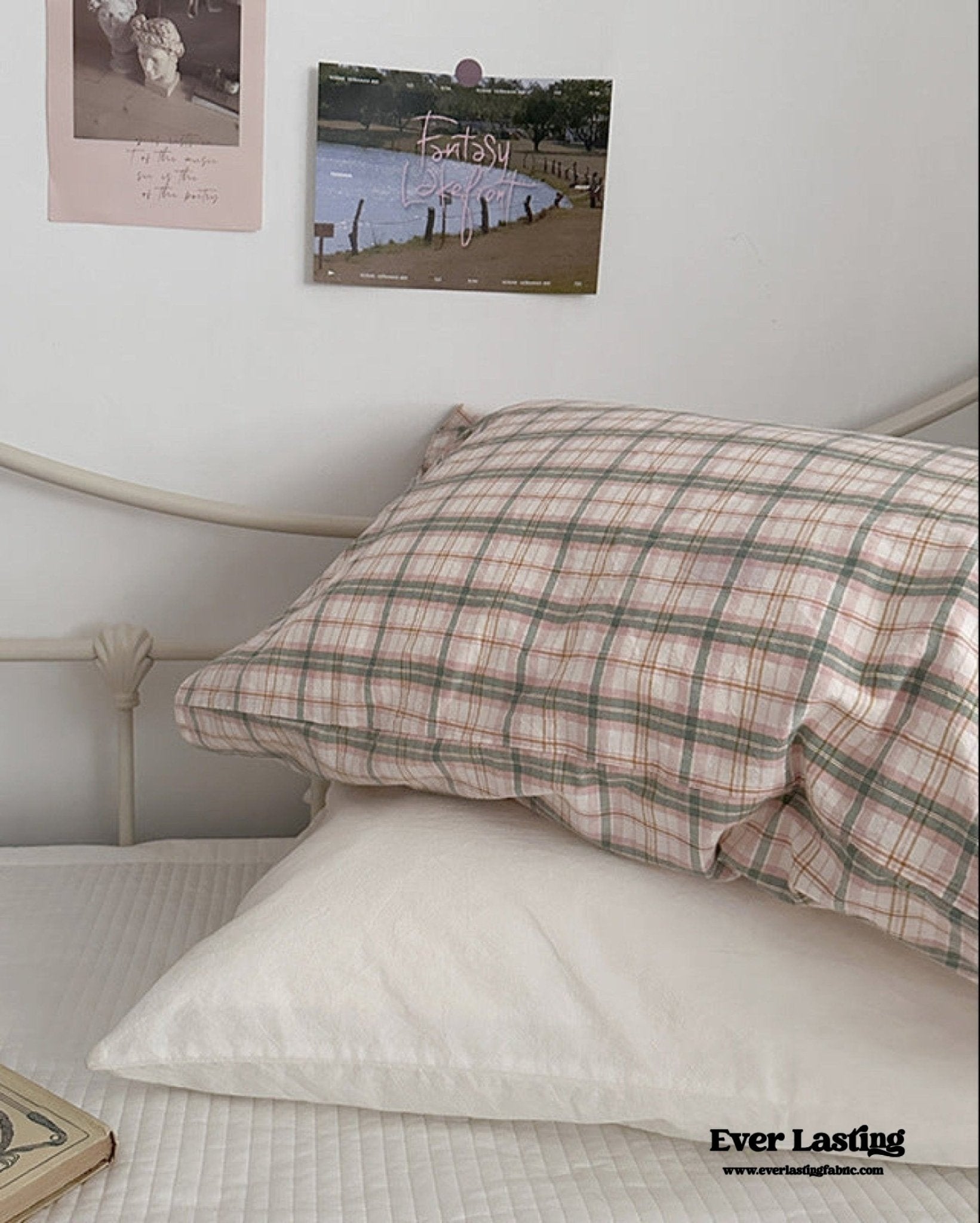 Muted Blush Cotton Pillowcase / Yellow