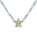 29.48 Carat Genuine Blue Topaz and Peridot .925 Sterling Silver Necklace