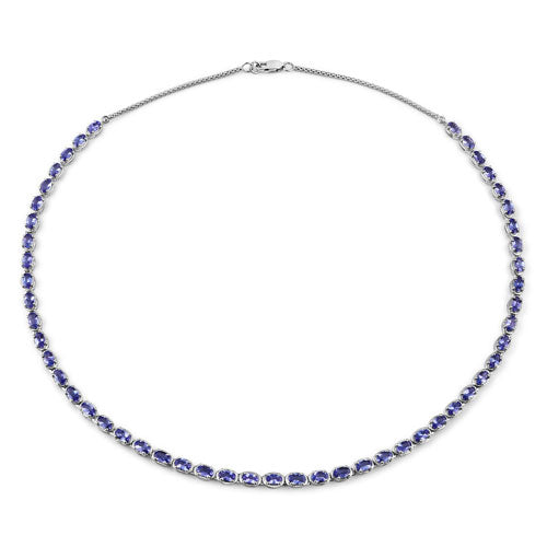 10.00 Carat Genuine Tanzanite .925 Sterling Silver Necklace