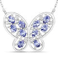 1.86 Carat Genuine Tanzanite and White Zircon .925 Sterling Silver Necklace