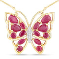 2.88 Carat Genuine Ruby and White Zircon .925 Sterling Silver Necklace