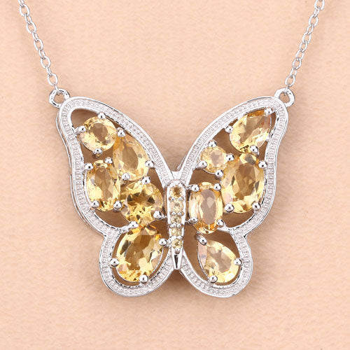4.43 Carat Genuine Citrine .925 Sterling Silver Necklace