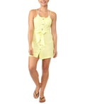 Miken Swim Womens Yellow Button Front Closure Tie Adjustable, Size Medium