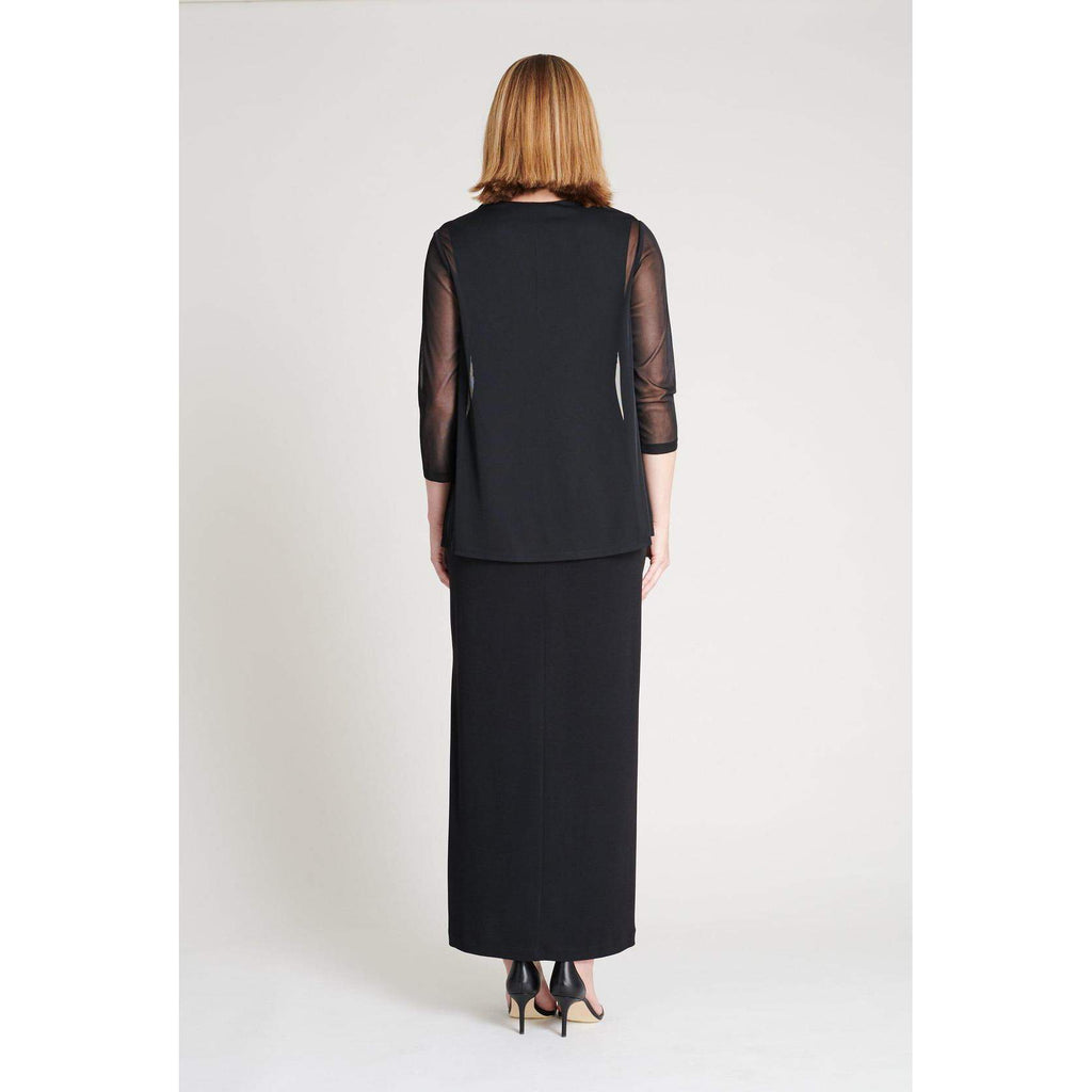 Connected NINA Black Eyelash Metallic floor-length dress, Size 6
