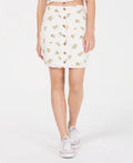 Polly & Esther Juniors Button-Front Skirt ,Size Medium White Floral