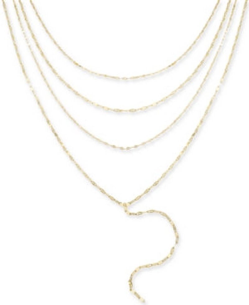 Inc International Concepts Gold-Tone Shimmer Chain Multi-Row Necklace, 16 + 3""