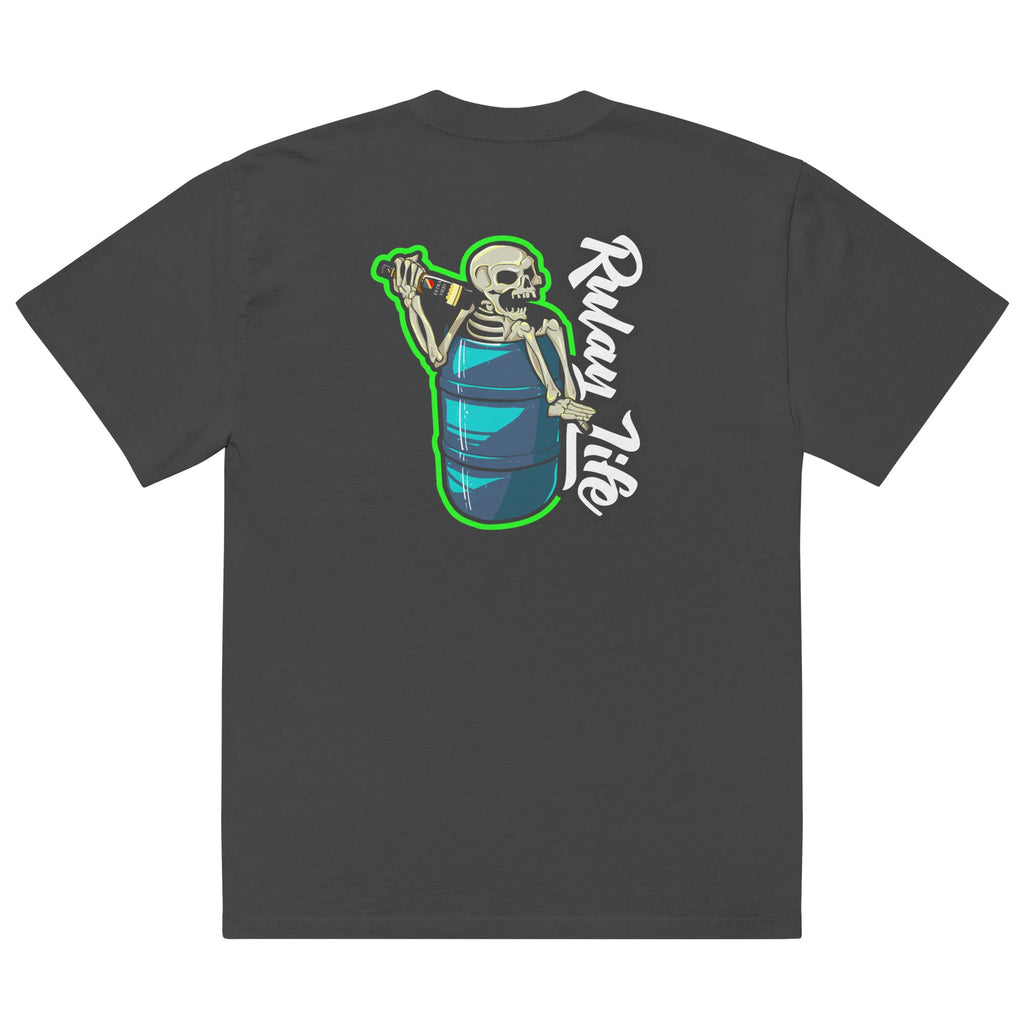Dominican Blue Drum Skull — Oversized faded t-shirt