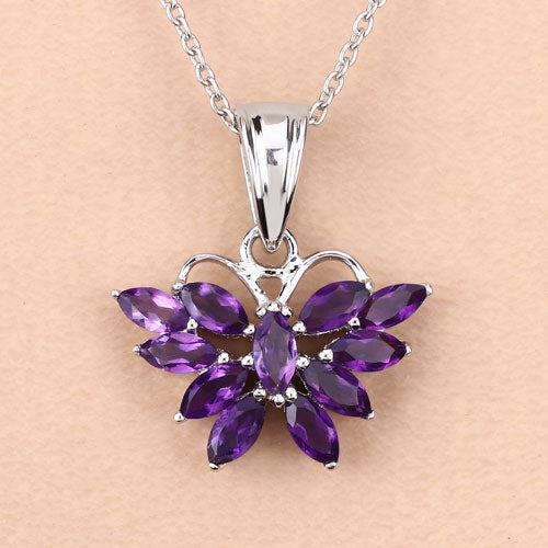1.65 Carat Genuine Amethyst .925 Sterling Silver Pendant