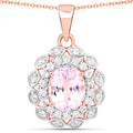 4.26 Carat Genuine Kunzite and White Topaz .925 Sterling Silver Pendant