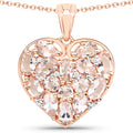 2.95 Carat Genuine Morganite and White Zircon .925 Sterling Silver Pendant