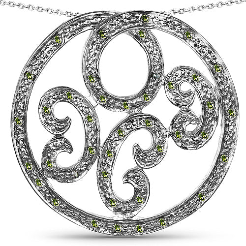 0.22 Carat Genuine Green Diamond .925 Sterling Silver Pendant