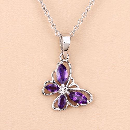 0.60 Carat Genuine Amethyst .925 Sterling Silver Pendant