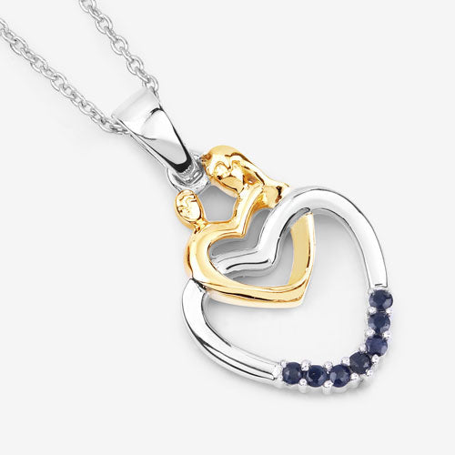 0.14 Carat Genuine Blue Sapphire .925 Sterling Silver Pendant