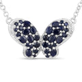3.83 Carat Genuine Blue Sapphire and White Zircon .925 Sterling Silver Pendant