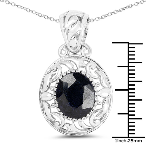 5.94 Carat Dyed Sapphire .925 Sterling Silver Pendant