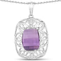 7.30 Carat Genuine Amethyst .925 Sterling Silver Pendant