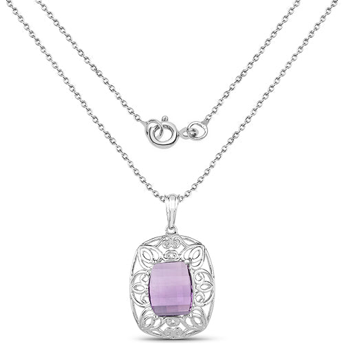 7.30 Carat Genuine Amethyst .925 Sterling Silver Pendant