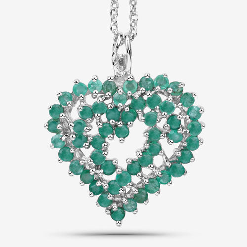 1.53 Carat Genuine Emerald .925 Sterling Silver Pendant