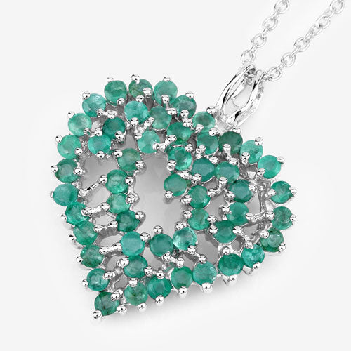 1.53 Carat Genuine Emerald .925 Sterling Silver Pendant