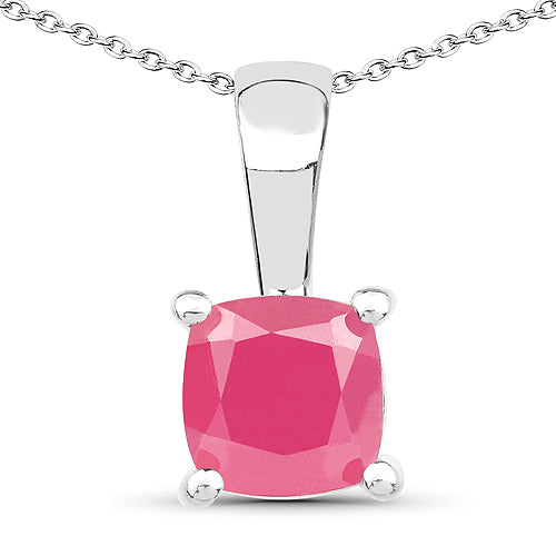1.80 Carat Genuine Emerald, Glass Filled Ruby & Glass Filled Sapphire .925 Sterling Silver Pendant