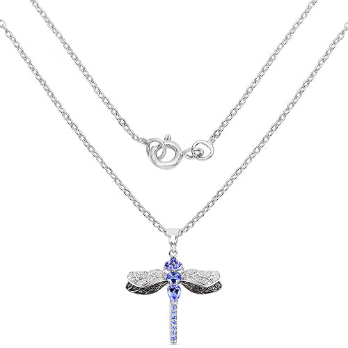 1.93 Carat Genuine Tanzanite and White Topaz .925 Sterling Silver Pendant