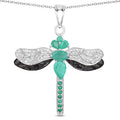 1.87 Carat Genuine Zambian Emerald and White Topaz .925 Sterling Silver Pendant