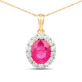 2.56 Carat Genuine Burma Ruby and White Diamond 18K Yellow Gold Pendant