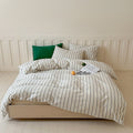 Parker Minimalist Striped Bedding Set / Khaki & Gray