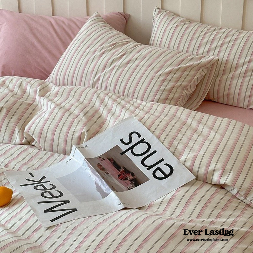 Parker Minimalist Striped Bedding Set / Pink