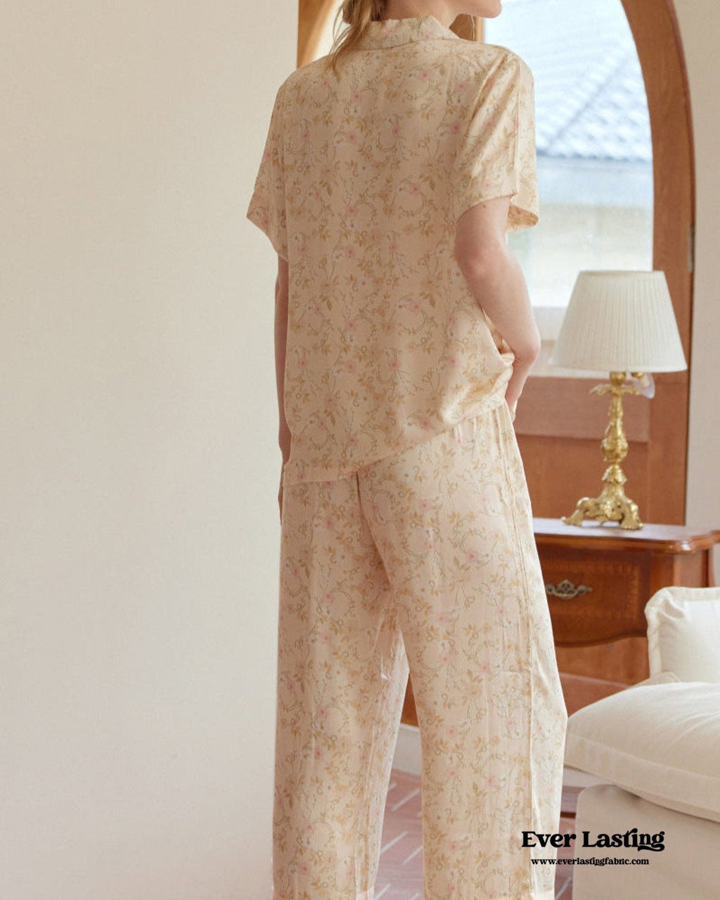 Pastoral Floral Long-Sleeve Long-Pants Pajama Set