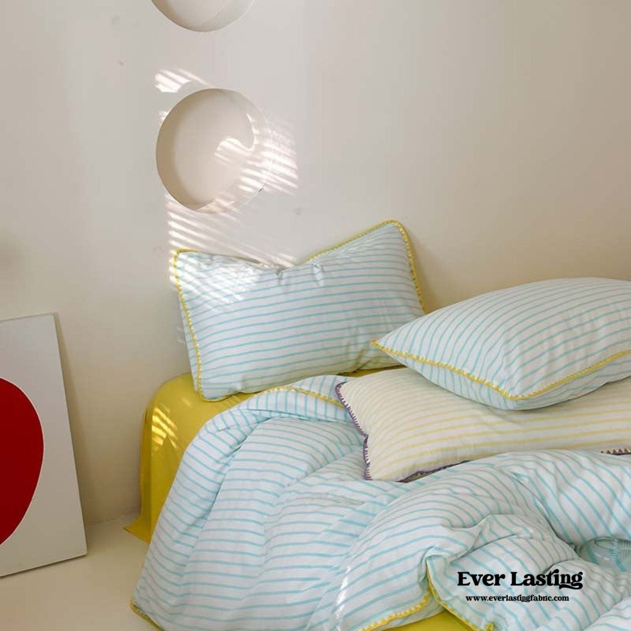 Pepper Candy Stripe Bedding Set / Blue + Yellow