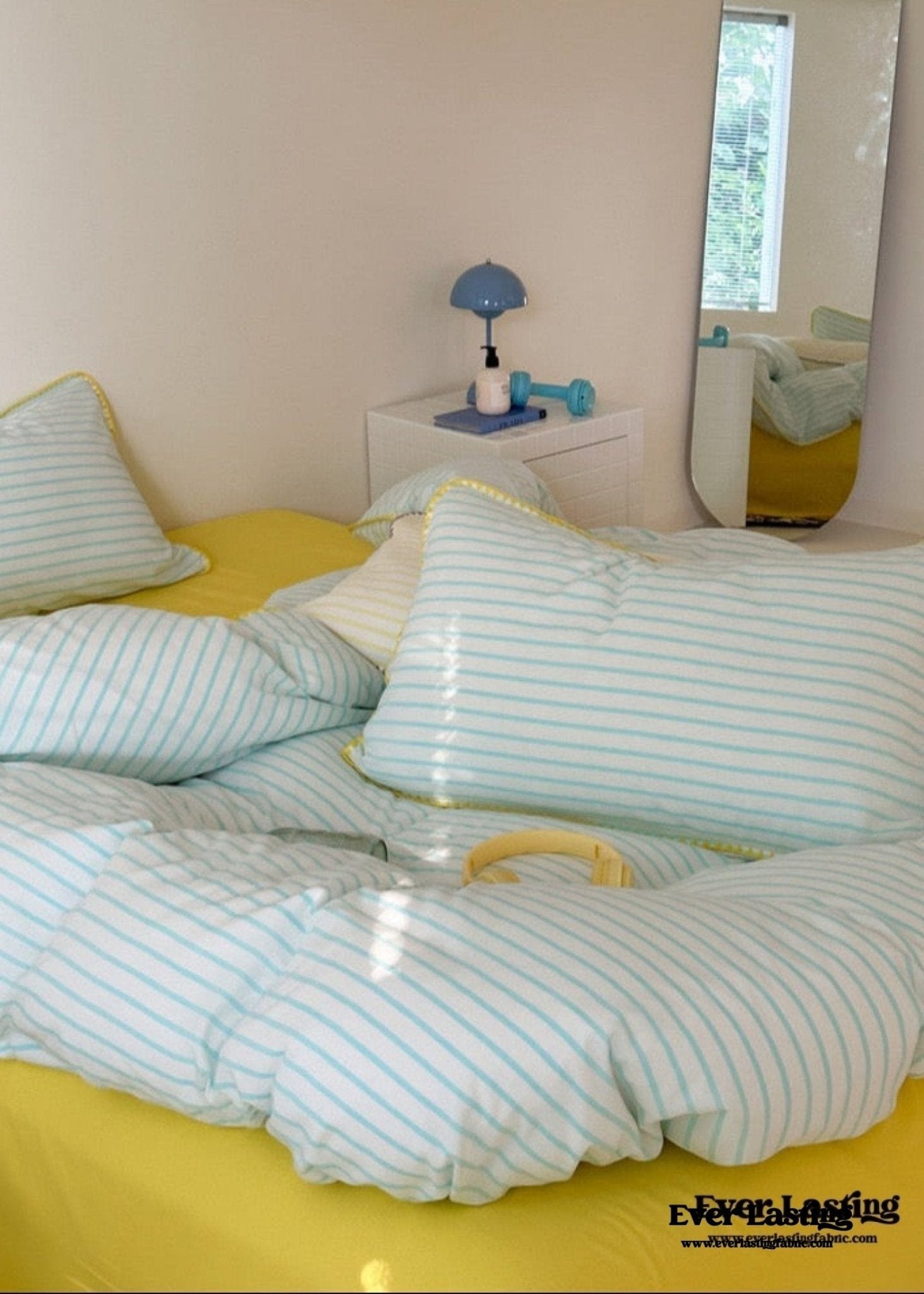 Pepper Candy Stripe Bedding Set / Blue + Yellow