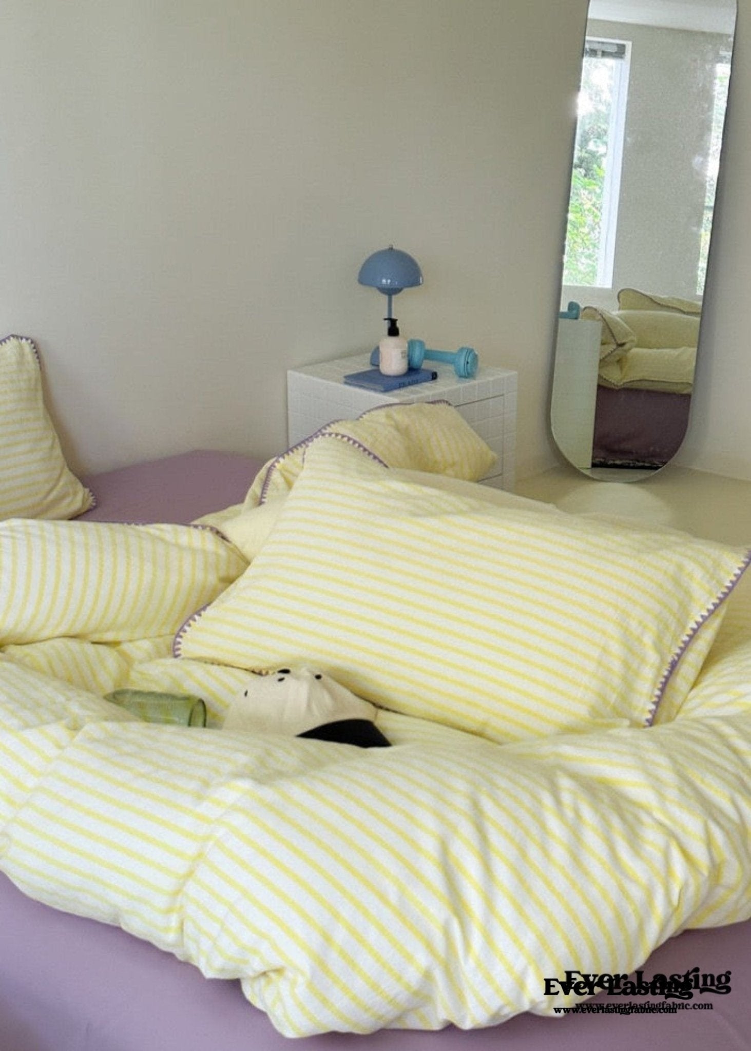 Pepper Candy Stripe Bedding Set / Blue + Yellow