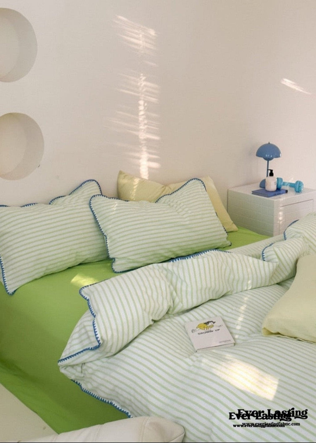 Pepper Candy Stripe Bedding Set / Blue + Yellow