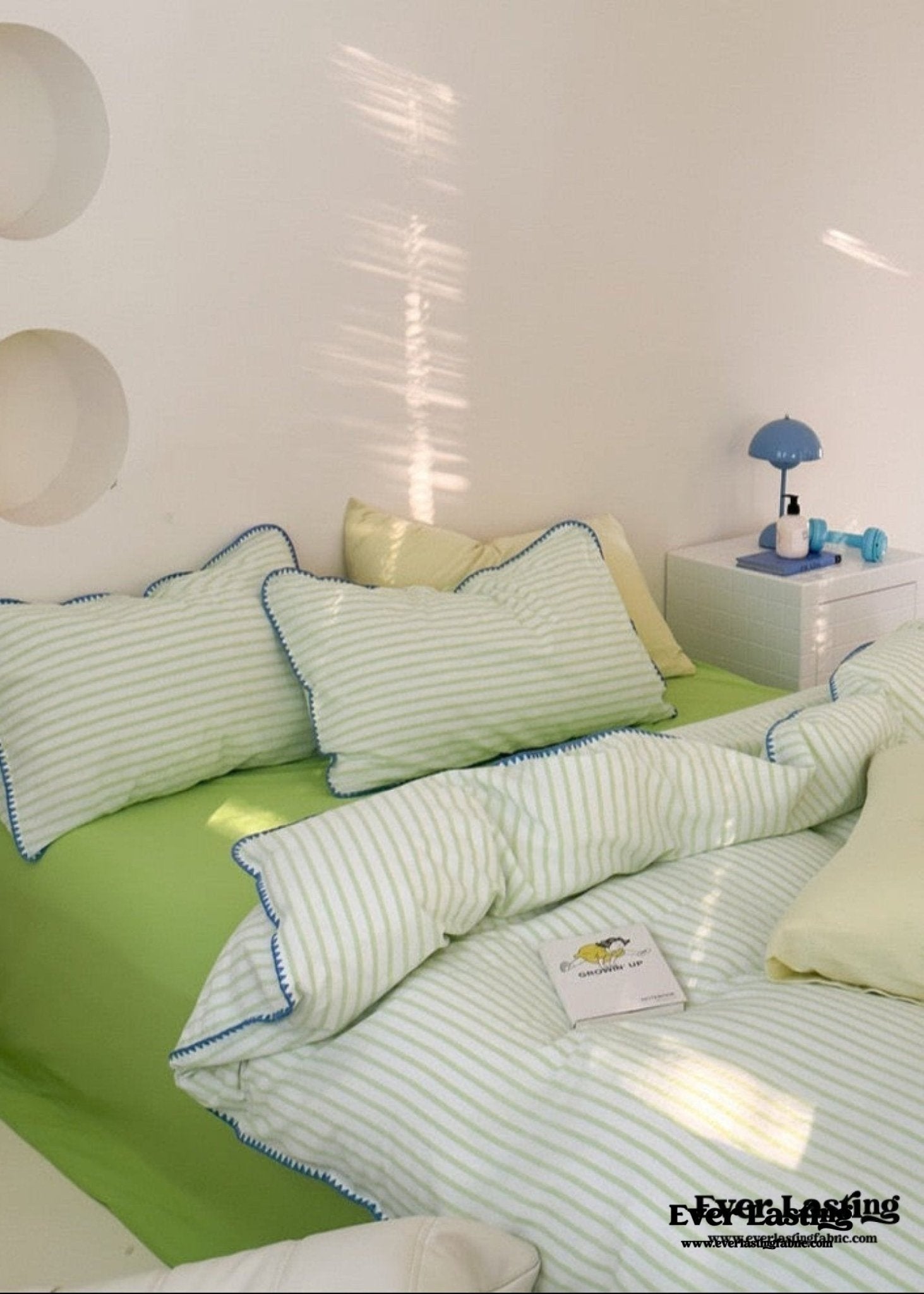Pepper Candy Stripe Bedding Set / Blue + Yellow