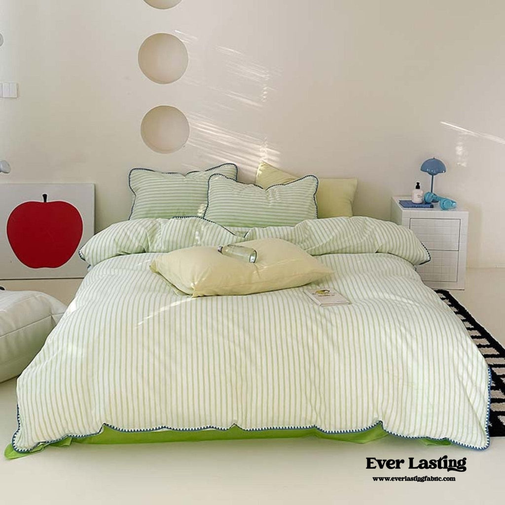 Pepper Candy Stripe Bedding Set / Blue + Yellow