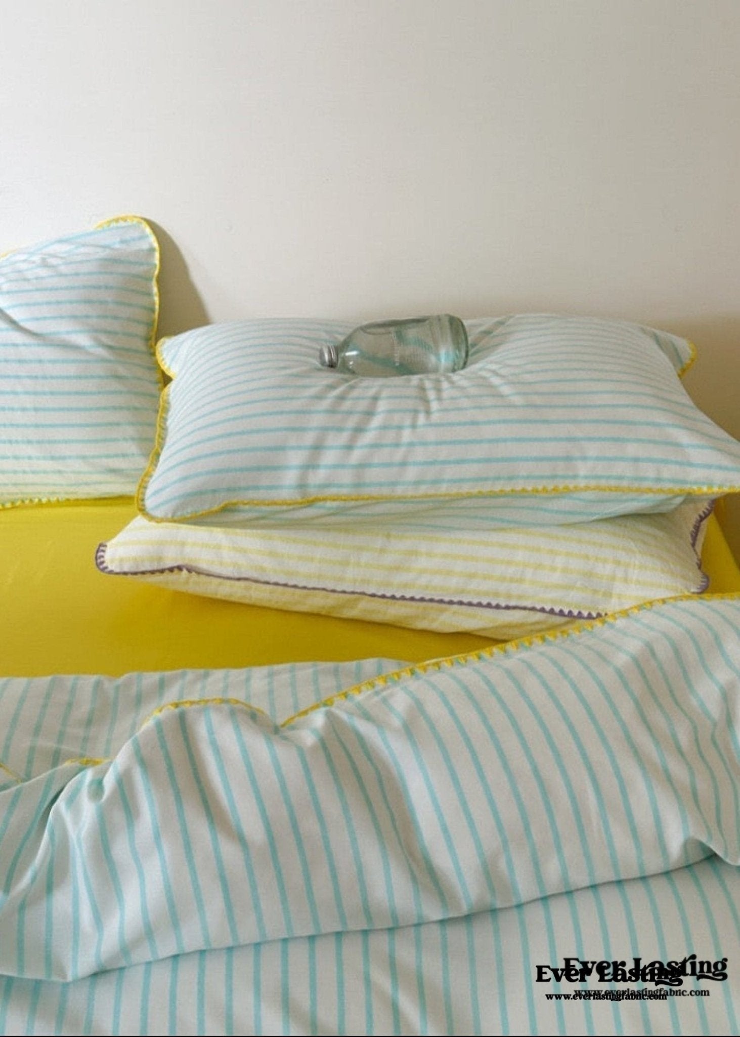 Pepper Candy Stripe Bedding Set / Blue + Yellow