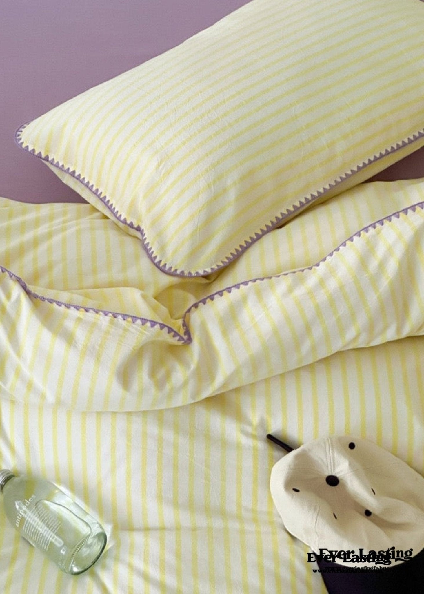 Pepper Candy Stripe Bedding Set / Blue + Yellow