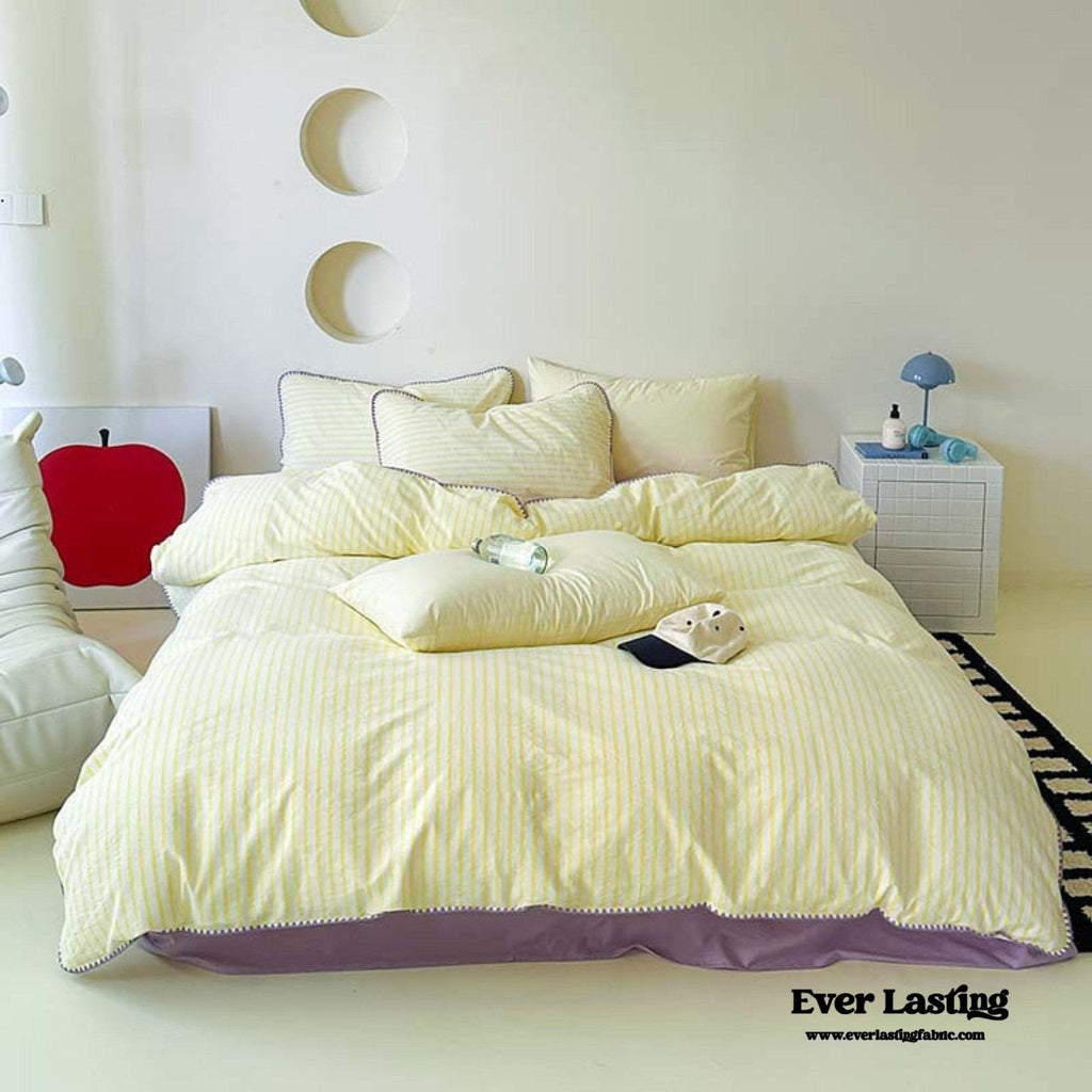 Pepper Candy Stripe Bedding Set / Blue + Yellow