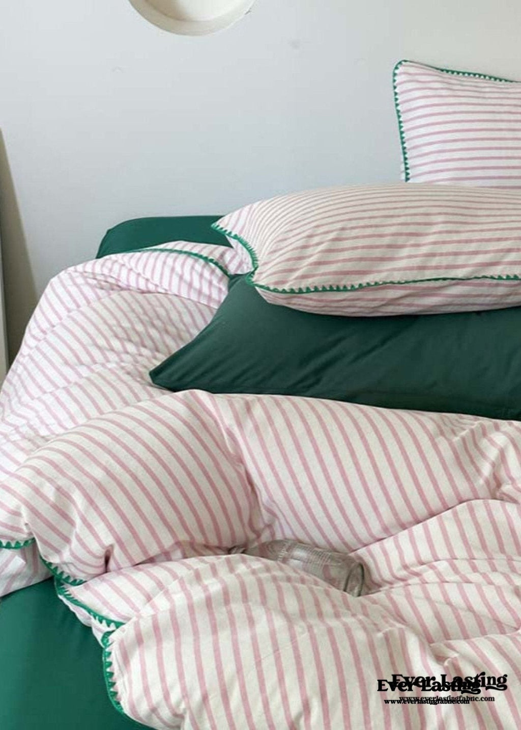 Pepper Candy Stripe Bedding Set / Light Green