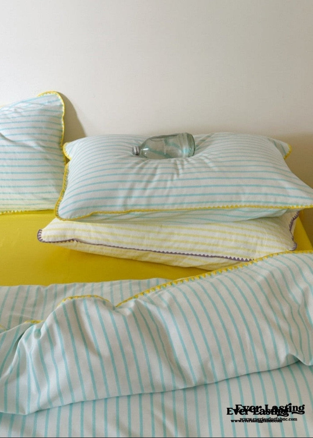 Pepper Candy Stripe Bedding Set / Light Green